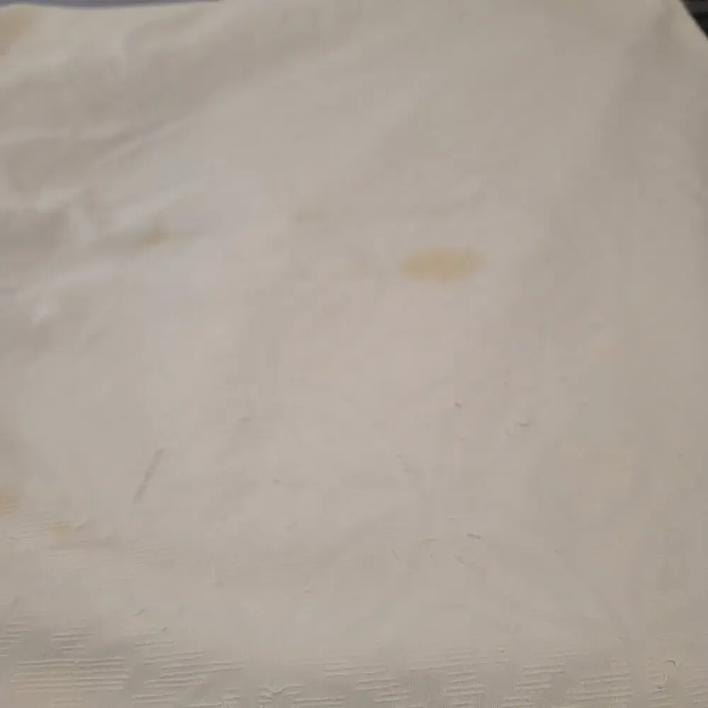 VINTAGE Queen White Cotton Chenille fringed blanket Rounded hem 100
